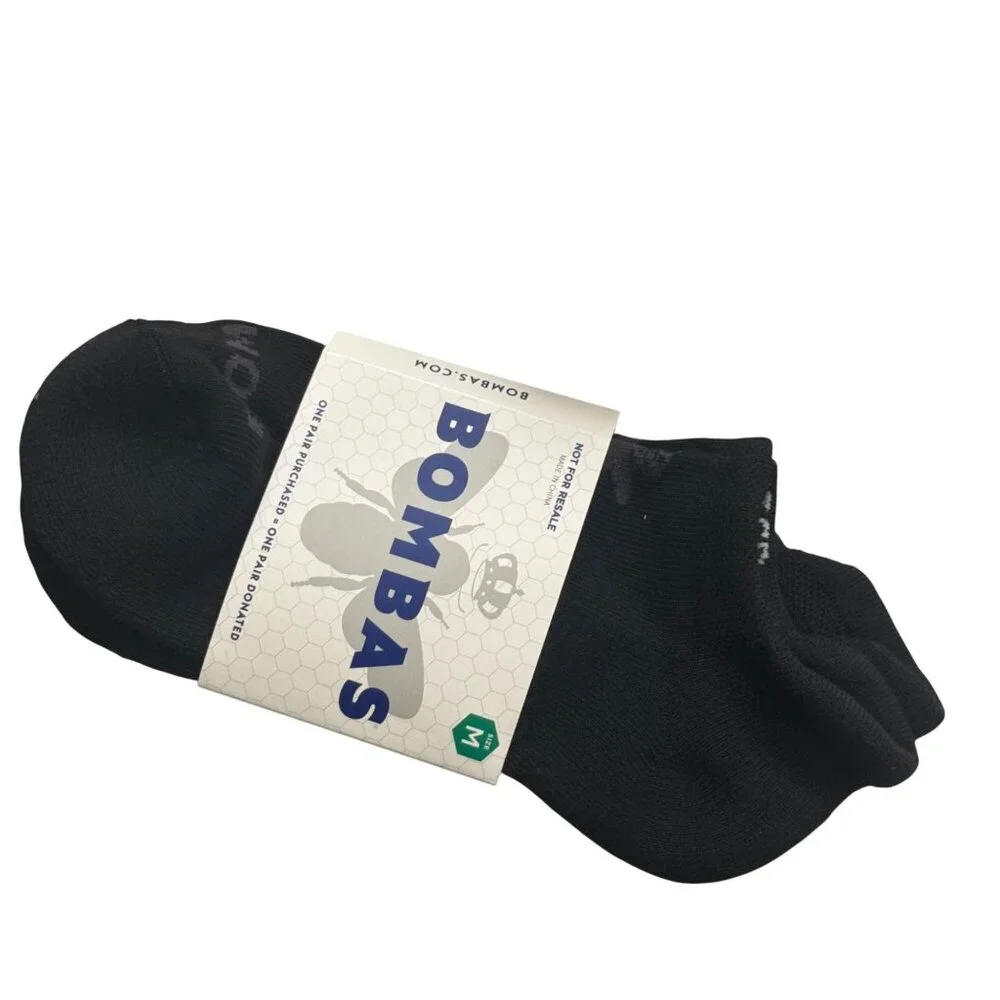 Bombas Medium Black No-Show Socks 5-Pack With Honeycomb Arch Support & Performan